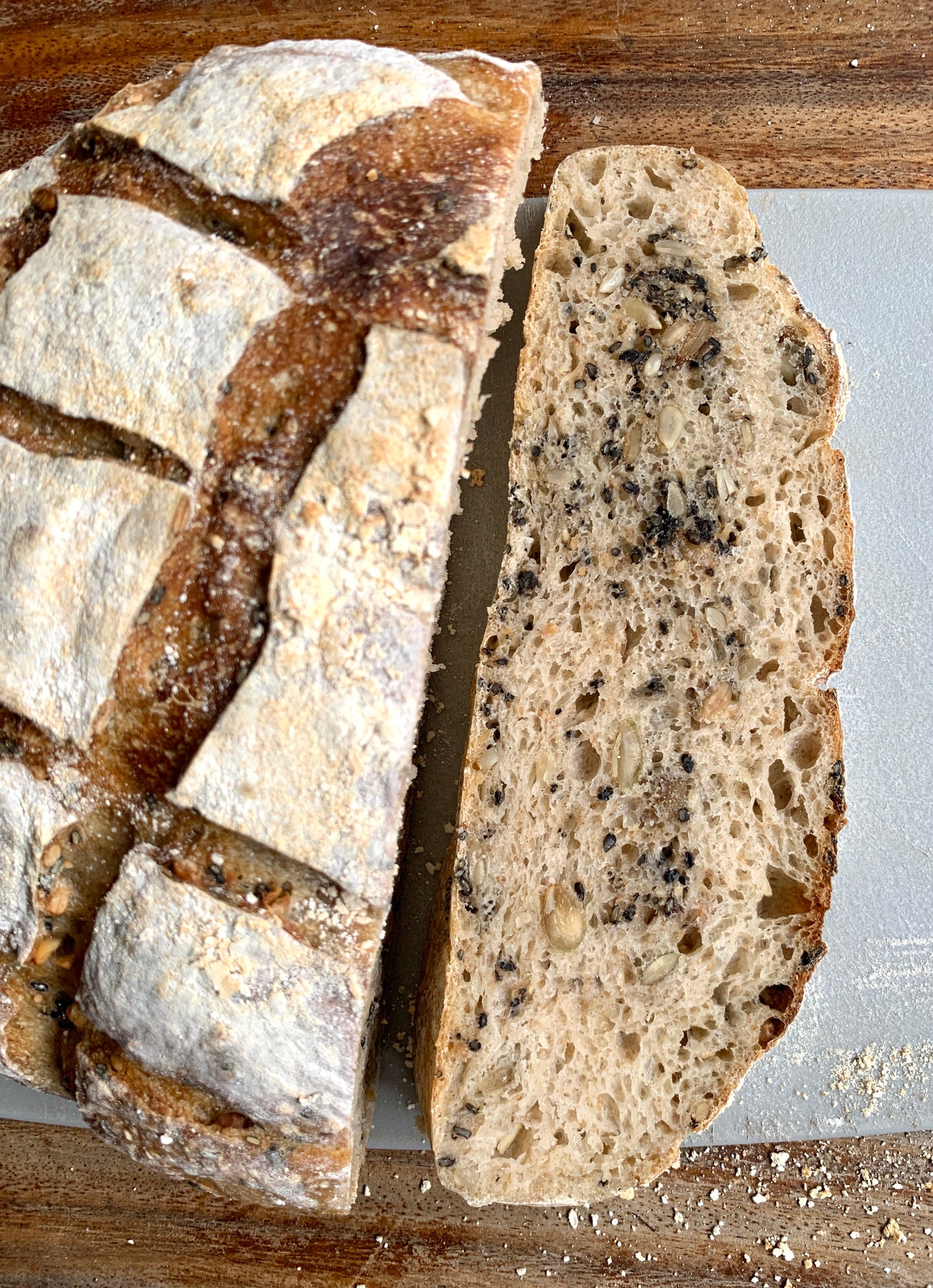 Seeded Dark Rye Sourdough Batard