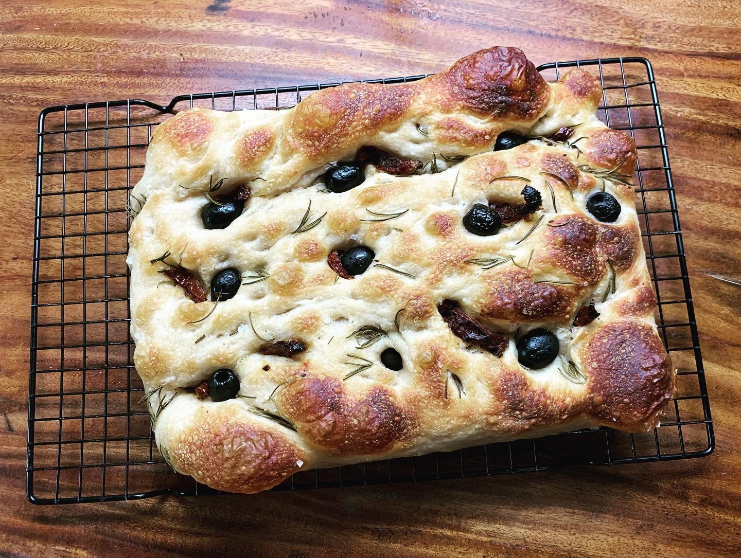 Olives and Sun-dried Tomatoes Sourdough Focaccia